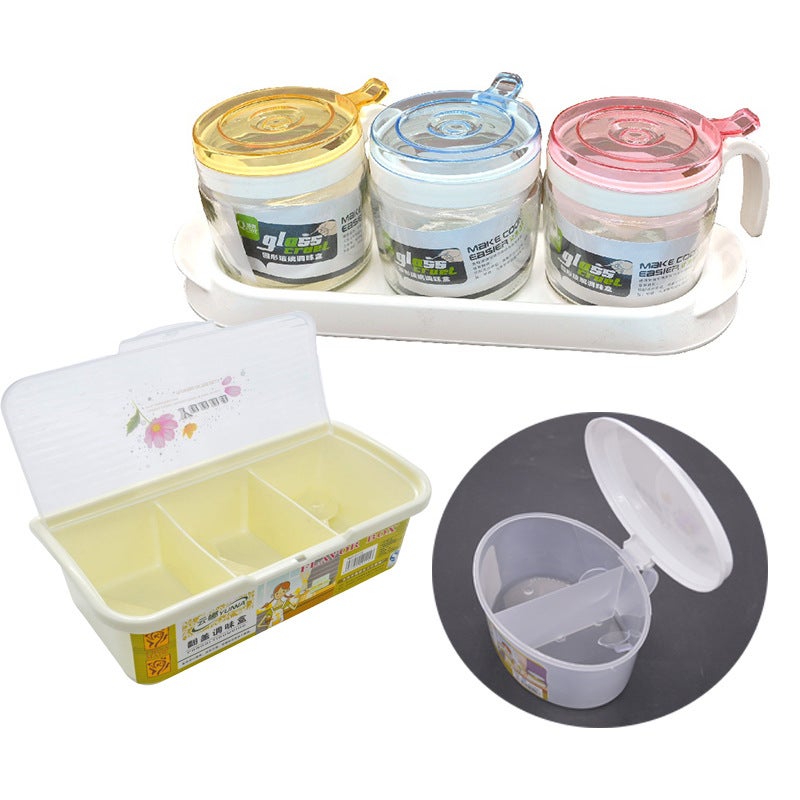 Kitchen Seasoning Box 3 Glass Seasoning Box Salt Jar Clear Round Seasoning Bottle Suit With Spoon Seasoning Jar - Image 2