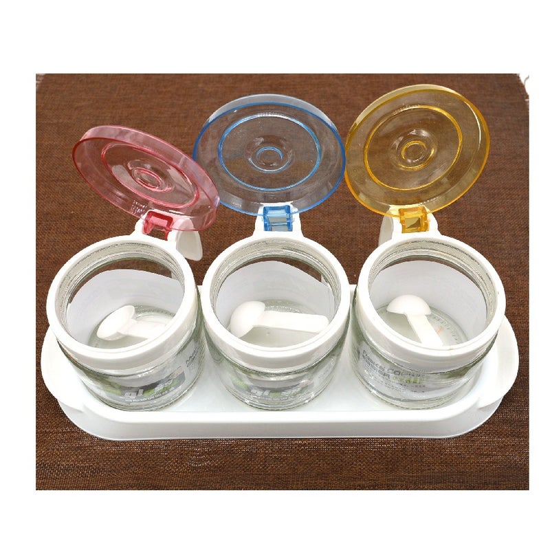 Kitchen Seasoning Box 3 Glass Seasoning Box Salt Jar Clear Round Seasoning Bottle Suit With Spoon Seasoning Jar - Image 3