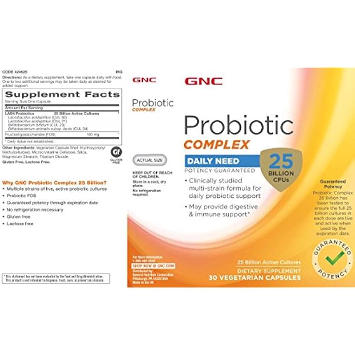 GNC Probiotic Complex Daily Need with 25 Billion CFUs, Twin Pack, 30 Capsules per Bottle, Daily Probiotic Support - Image 2
