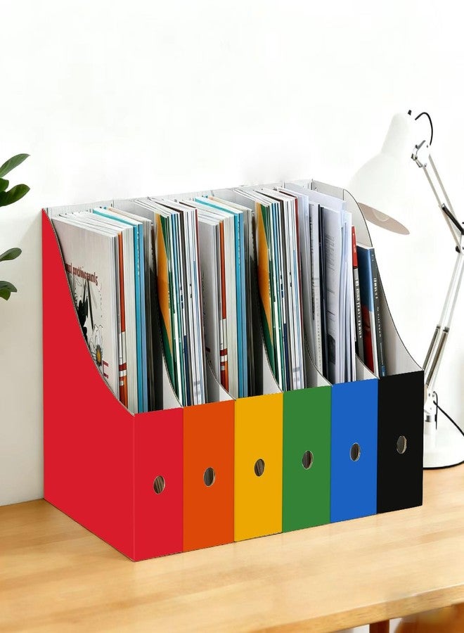 Limitliho Magazine File Folder Holder for Desk, Book Bins for Classroom Library,Office,Home, 10.6" H x 10.2" L x 3.5" W in Cardboard Paper Organizer (Six color, 6 Pack) - Image 2