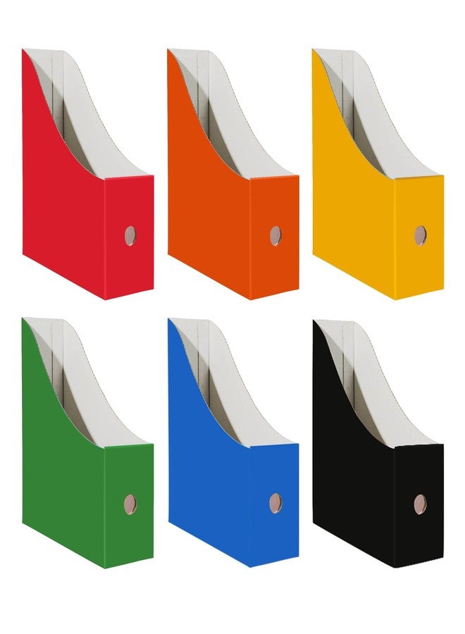 Limitliho Magazine File Folder Holder for Desk, Book Bins for Classroom Library,Office,Home, 10.6" H x 10.2" L x 3.5" W in Cardboard Paper Organizer (Six color, 6 Pack) - Image 1