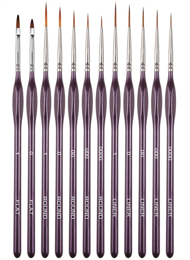12 Pcs Fine Detail Paint Brush Set Professional Miniature Painting Brushes Watercolor Detailing Paints Brushes for Acrylic Oil Models Warhammer Model Painting Nail Brown - Image 1