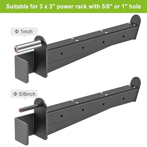 Kipika Safety Spotter Arms for 3" x 3" Power Racks with 5/8" & 1" Holes - Heavy Duty Barbell Safety Catches with Rubber Pad - Adjustable and Easy to Install - Set of 2 - Image 4