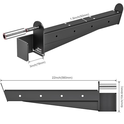 Kipika Safety Spotter Arms for 3" x 3" Power Racks with 5/8" & 1" Holes - Heavy Duty Barbell Safety Catches with Rubber Pad - Adjustable and Easy to Install - Set of 2 - Image 5