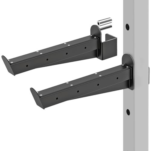 Kipika Safety Spotter Arms for 3" x 3" Power Racks with 5/8" & 1" Holes - Heavy Duty Barbell Safety Catches with Rubber Pad - Adjustable and Easy to Install - Set of 2 - Image 1