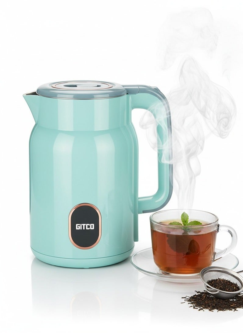 جيتكو غلاية كهربائية بسعة 2 لتر، مصنوعة من مادة PP مزدوجة الجدار، مع إيقاف تلقائي، غليان سريع وحماية من الجفاف، قاعدة دوارة 360°، ضوء LED موديل GK2003 - Image 1