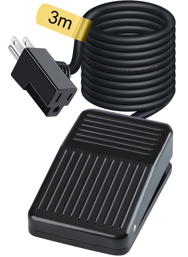 Coolneon 10ft/3m Momentary Foot Switch Pedal Normally Off Press and Hold to On UL-Listed Extension Cord and 3-Prong Piggyback Plug Power Tools Lamp Deadman Electric Accessories Non-Variable Speed 15A 250VAC - Image 1