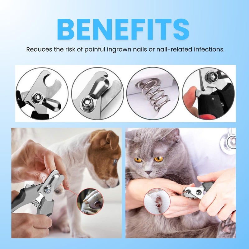 Buraq 2 in 1 Slicker Brush & Nail Clipper with Filer Pet Grooming Kit | Removes Tools Mats Tangled Hair | Claw & Nails Clippers | Accessories for Cats & Dogs (Nail Clipper + Oval Slicker) - Image 4