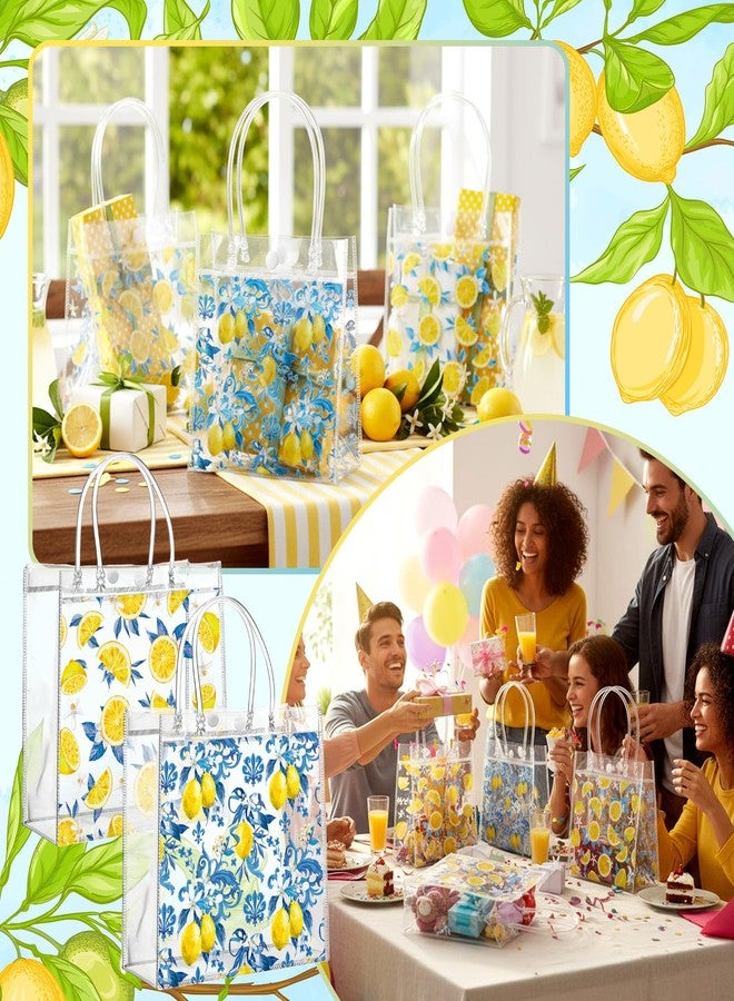 Geyoga 24 Pcs Favors PVC Gift Bags with Handles Reusable Blue Treat Tote Bags 6.3 x 5.9 Inches Lemon Themed Goodie Handbags for Wedding Birthday Baby Shower Bridal Tea Party Supplies - Image 5
