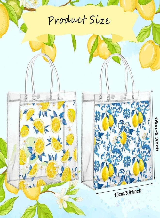 Geyoga 24 Pcs Favors PVC Gift Bags with Handles Reusable Blue Treat Tote Bags 6.3 x 5.9 Inches Lemon Themed Goodie Handbags for Wedding Birthday Baby Shower Bridal Tea Party Supplies - Image 4
