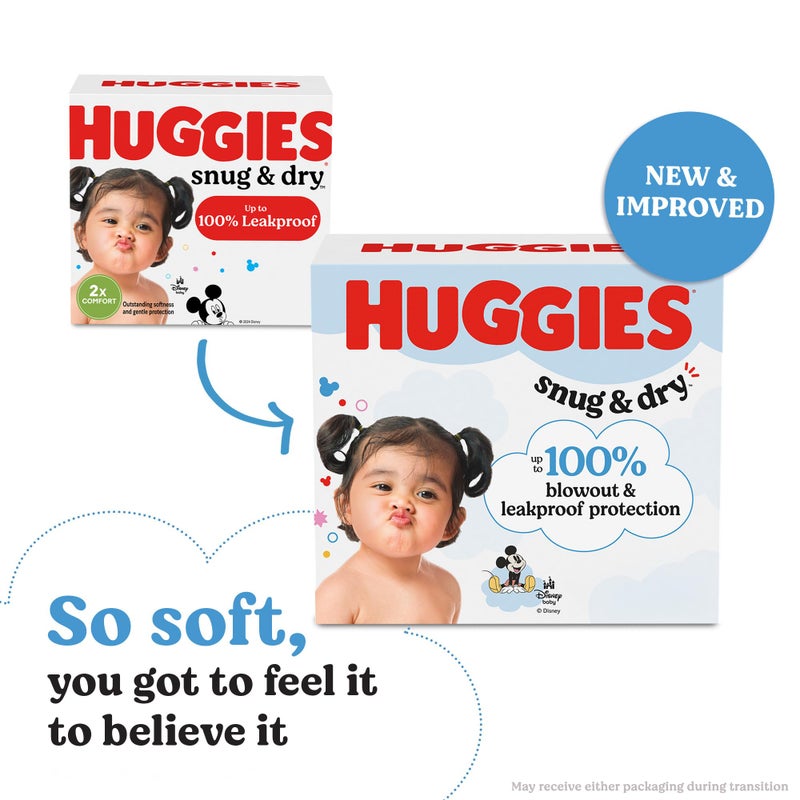 Huggies Size 3 Diapers, Snug & Dry Baby Diapers, Size 3 (16-28 lbs), 34 Count, Packaging May Vary - Image 2