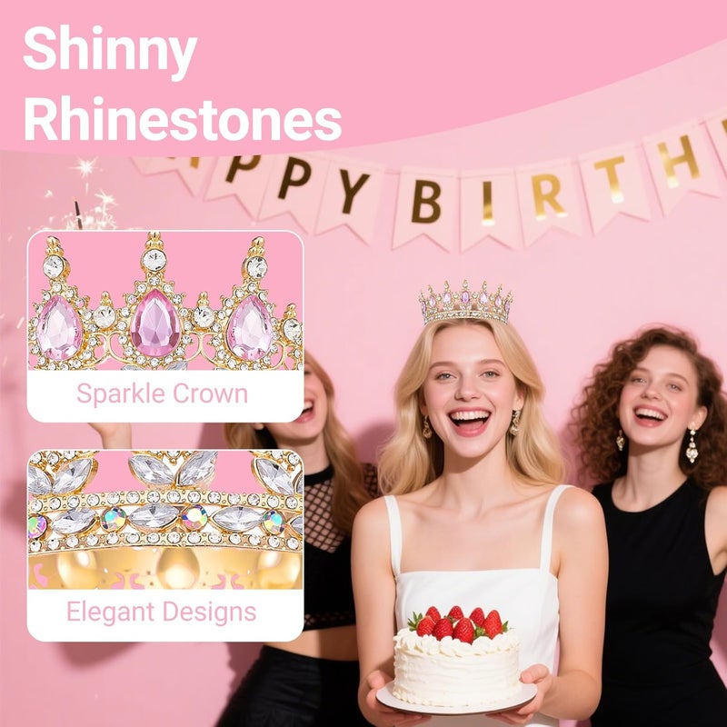 Papoopy Crown for Women, Queen Crown Tiara for Princess Party (Pink) - Image 5