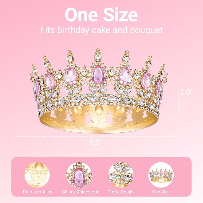 Papoopy Crown for Women, Queen Crown Tiara for Princess Party (Pink) - Image 2