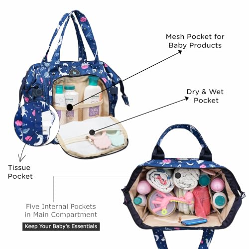 Motherly Mini Diaper Bag for Mothers - Travel Maternity Handbag for Newborn Baby, Water Resistant Baby Bag with Multiple Pockets, Hospital Bag for Moms (Unicorn Blue) - Image 4