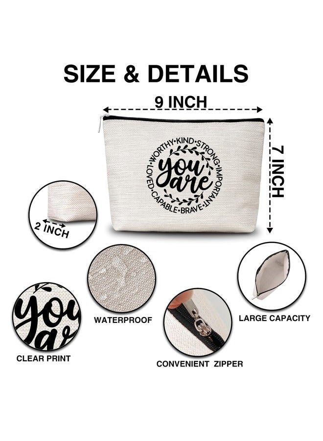 AWSICE Inspirational Makeup Bag You are Brave Strong Loved Gifts for Women Friendship Travel Toiletry Bags for Women Teachers Sister Girls Teens Friend-A06, multicolor - Image 2