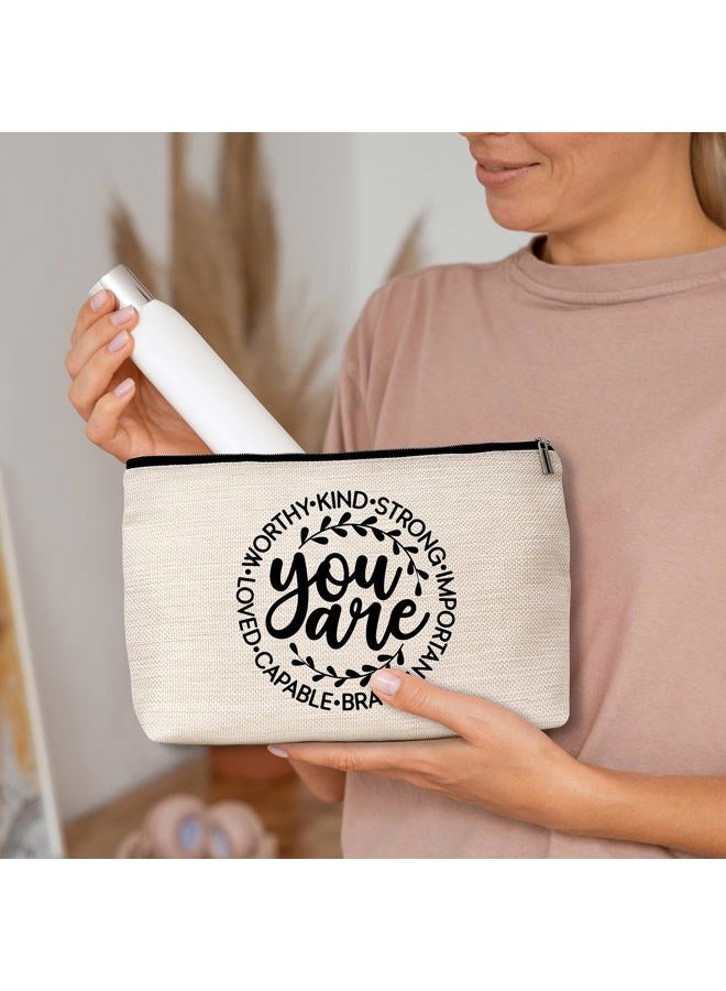 AWSICE Inspirational Makeup Bag You are Brave Strong Loved Gifts for Women Friendship Travel Toiletry Bags for Women Teachers Sister Girls Teens Friend-A06, multicolor - Image 4