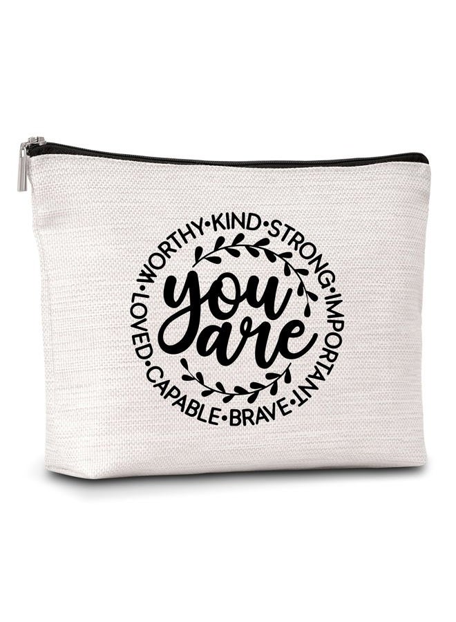 AWSICE Inspirational Makeup Bag You are Brave Strong Loved Gifts for Women Friendship Travel Toiletry Bags for Women Teachers Sister Girls Teens Friend-A06, multicolor - Image 1