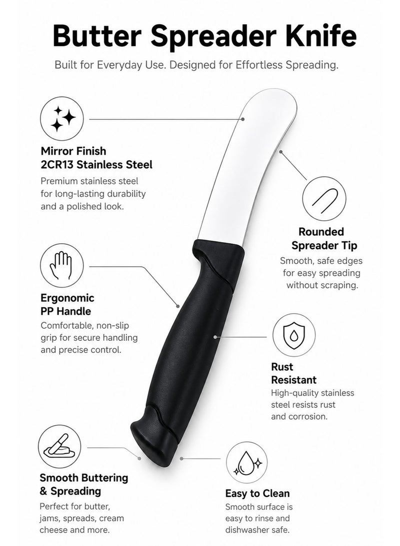 Stainless Steel Butter Knife & Cheese Spreader, Multipurpose Butter Spreader for Cold Butter, Soft & Hard Cheese, Jam and Cream, Ergonomic Handle (17.2cm) - Image 2