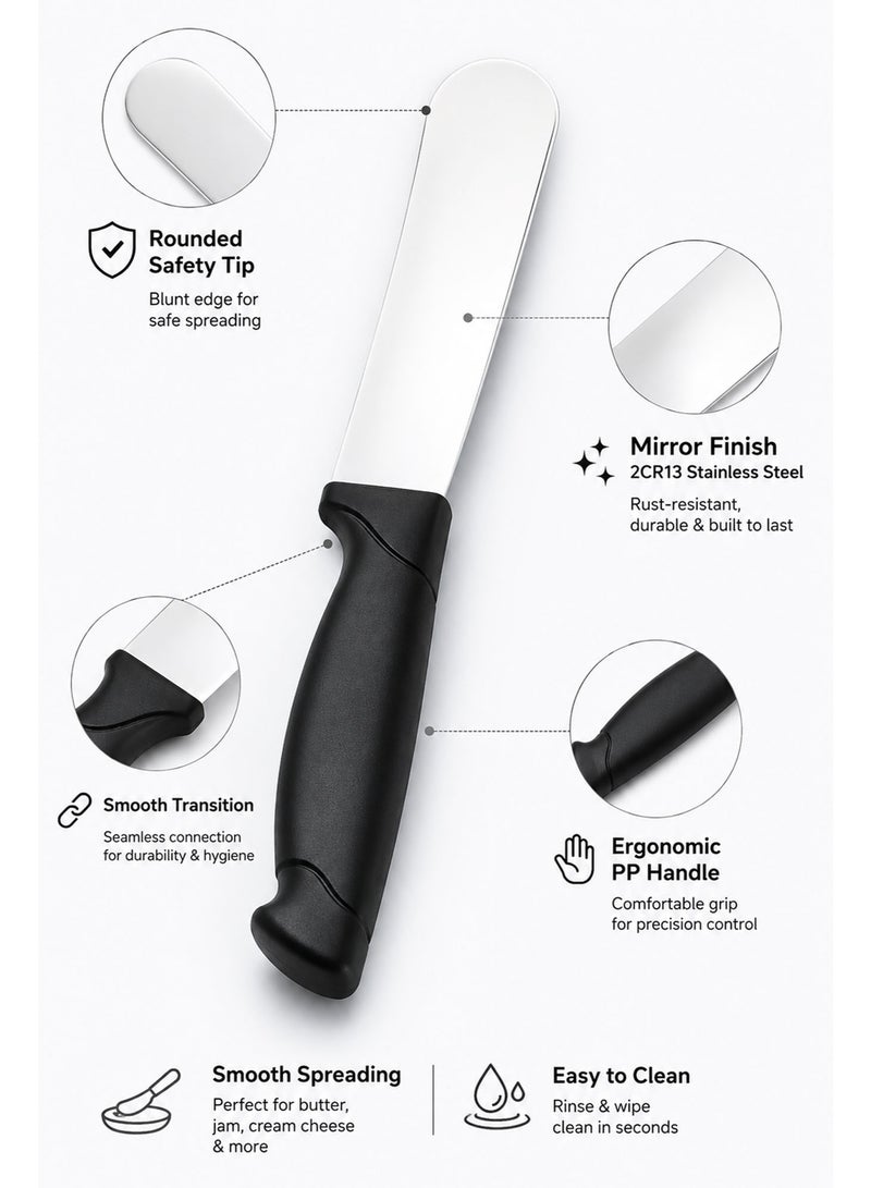 Stainless Steel Butter Knife & Cheese Spreader, Multipurpose Butter Spreader for Cold Butter, Soft & Hard Cheese, Jam and Cream, Ergonomic Handle (17.2cm) - Image 1