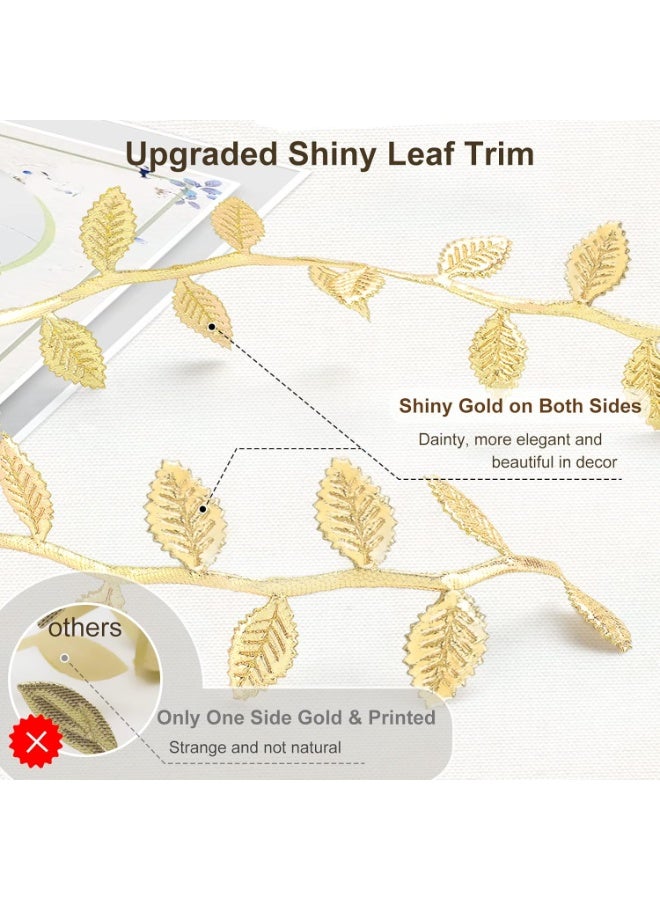 سونسر شريط أوراق بطول 120 قدمًا، أوراق كرمة صناعية، شريط زينة، نباتات الغابة البرية، نباتات خضراء للزفاف، أكاليل الزهور المنزلية، والحرف اليدوية (ذهبي) - Image 2