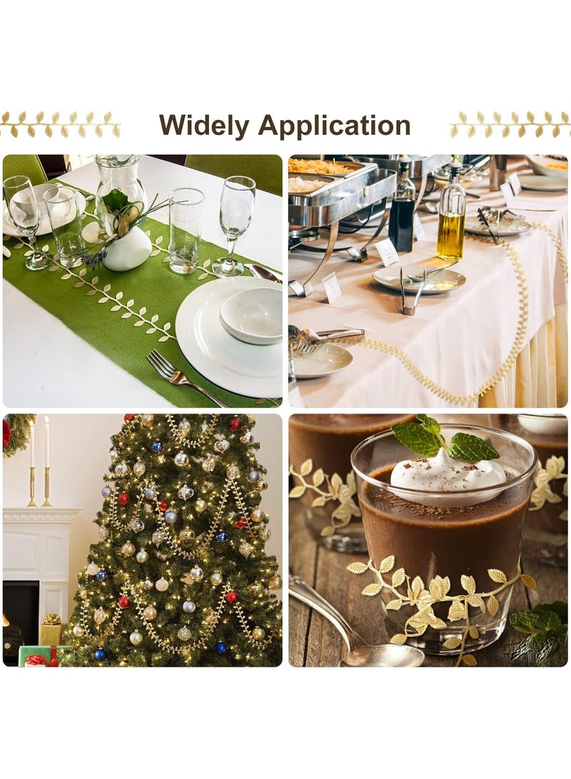 سونسر شريط أوراق بطول 120 قدمًا، أوراق كرمة صناعية، شريط زينة، نباتات الغابة البرية، نباتات خضراء للزفاف، أكاليل الزهور المنزلية، والحرف اليدوية (ذهبي) - Image 5