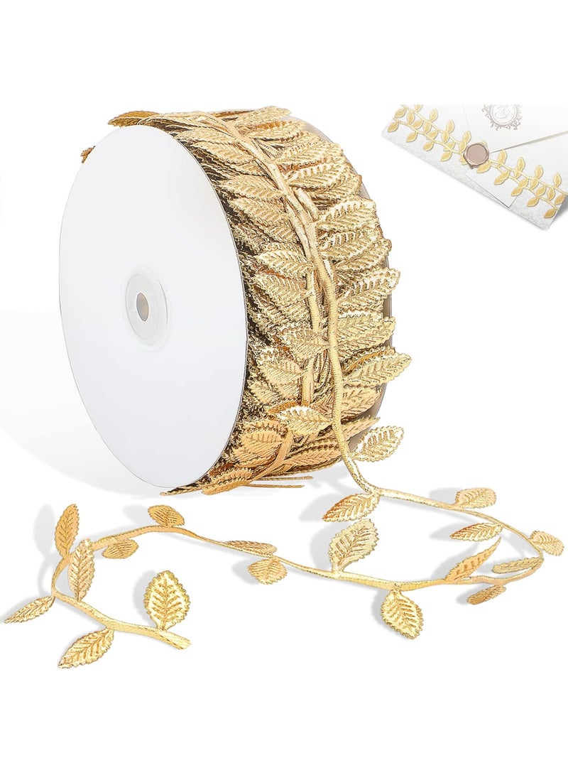 سونسر شريط أوراق بطول 120 قدمًا، أوراق كرمة صناعية، شريط زينة، نباتات الغابة البرية، نباتات خضراء للزفاف، أكاليل الزهور المنزلية، والحرف اليدوية (ذهبي) - Image 1