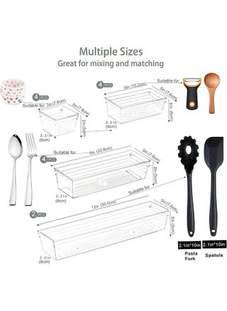 SKY-TOUCH 14pcs Clear Plastic Drawer Organizers Tray for Makeup Storage,4-Size Storage Organizer Divider Trays for Kitchen, Bathroom, Makeup Utensils and Office - pzsku/Z22527691404876325728Z/45/_/1721839894/108f34a8-0809-483a-b8b7-940b3a859ecb