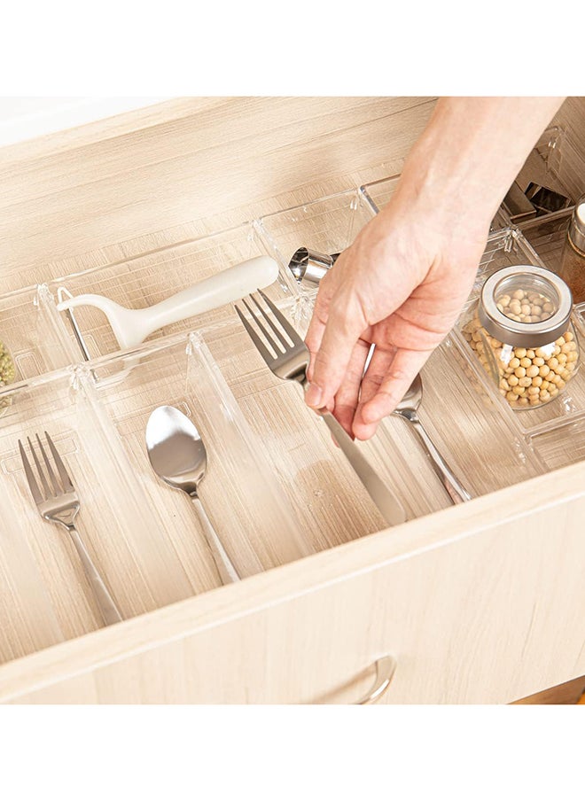 SKY-TOUCH - SKY-TOUCH 14pcs Clear Plastic Drawer Organizers Tray for Makeup Storage,4-Size Storage Organizer Divider Trays for Kitchen, Bathroom, Makeup Utensils and Office - Image 1
