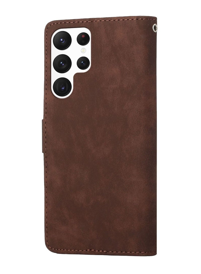 Suteni Magnetic Clasp Flip Cover Card Slots Leather Phone Case for Samsung - Image 2