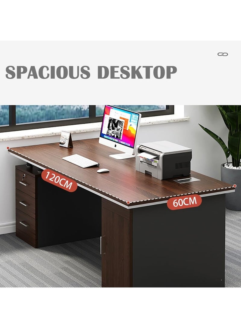Generic - Executive Office Table Large Computer Table Computer Desk with 3 Drawers and 1 Cabinet Student Study Desk Writting Desk for Home Office - Image 1