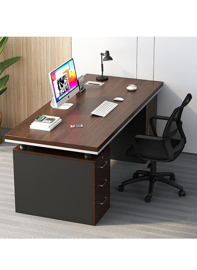 Generic - Executive Office Table Large Computer Table Computer Desk with 3 Drawers and 1 Cabinet Student Study Desk Writting Desk for Home Office - Image 1