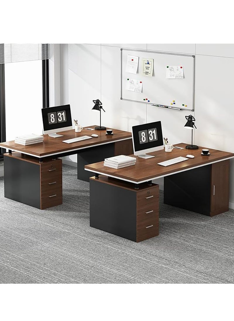 Generic - Executive Office Table Large Computer Table Computer Desk with 3 Drawers and 1 Cabinet Student Study Desk Writting Desk for Home Office - Image 1
