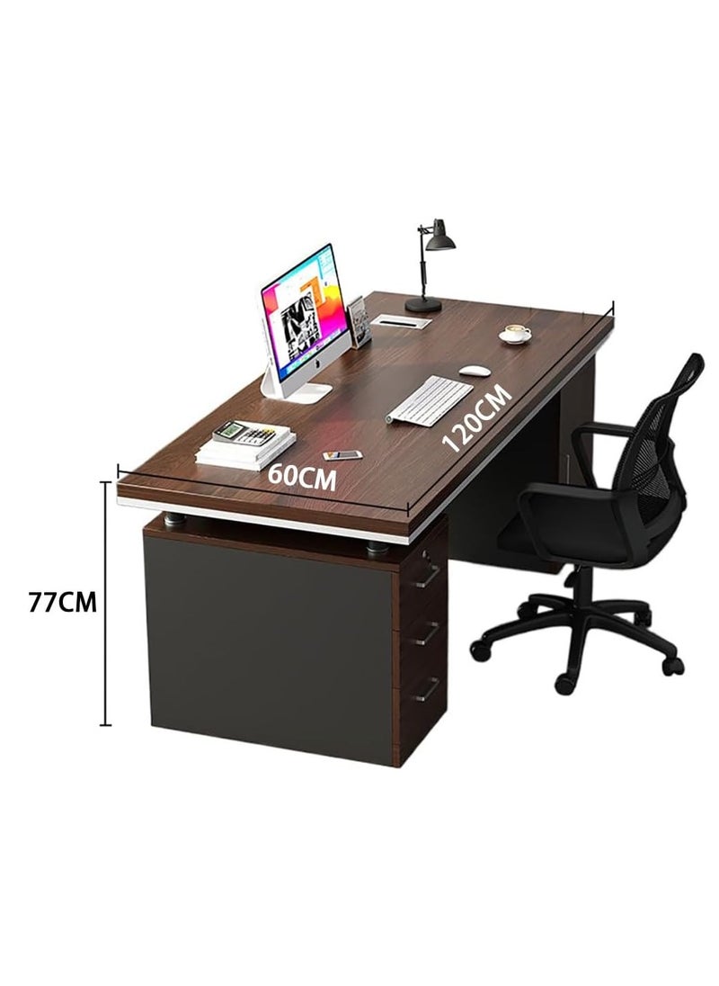 Generic - Executive Office Table Large Computer Table Computer Desk with 3 Drawers and 1 Cabinet Student Study Desk Writting Desk for Home Office - Image 1