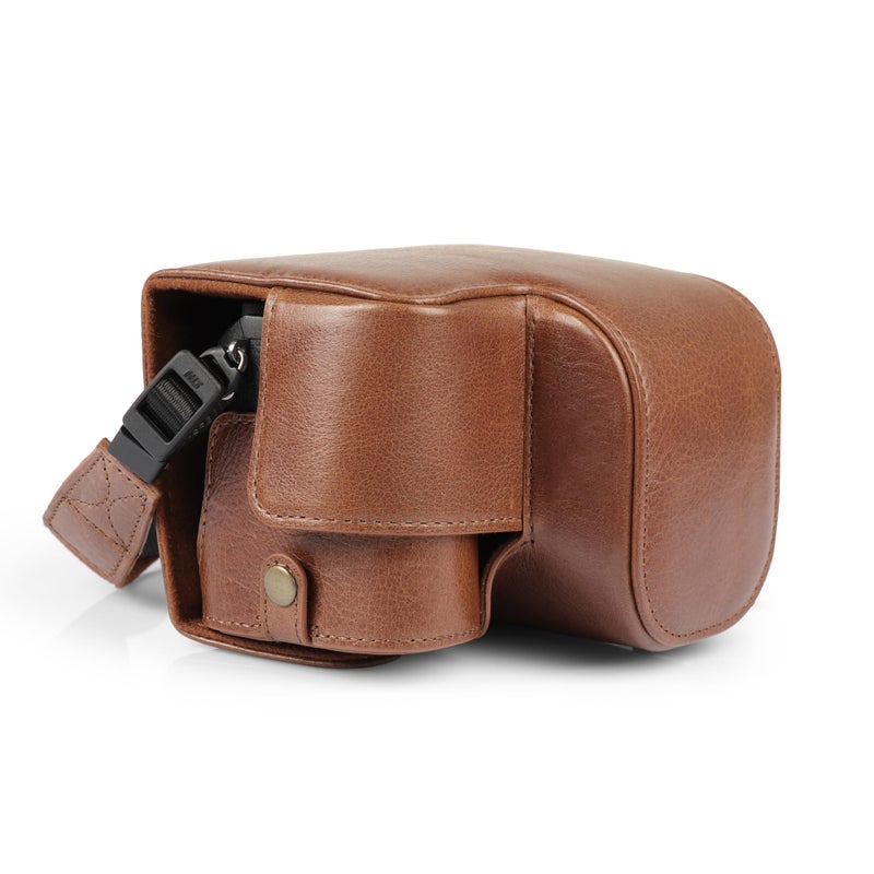 MegaGear Mega Gear Genuine Leather Camera Case for Sony Alpha a6700 1650mm Stylish and Protective Brown - Image 2