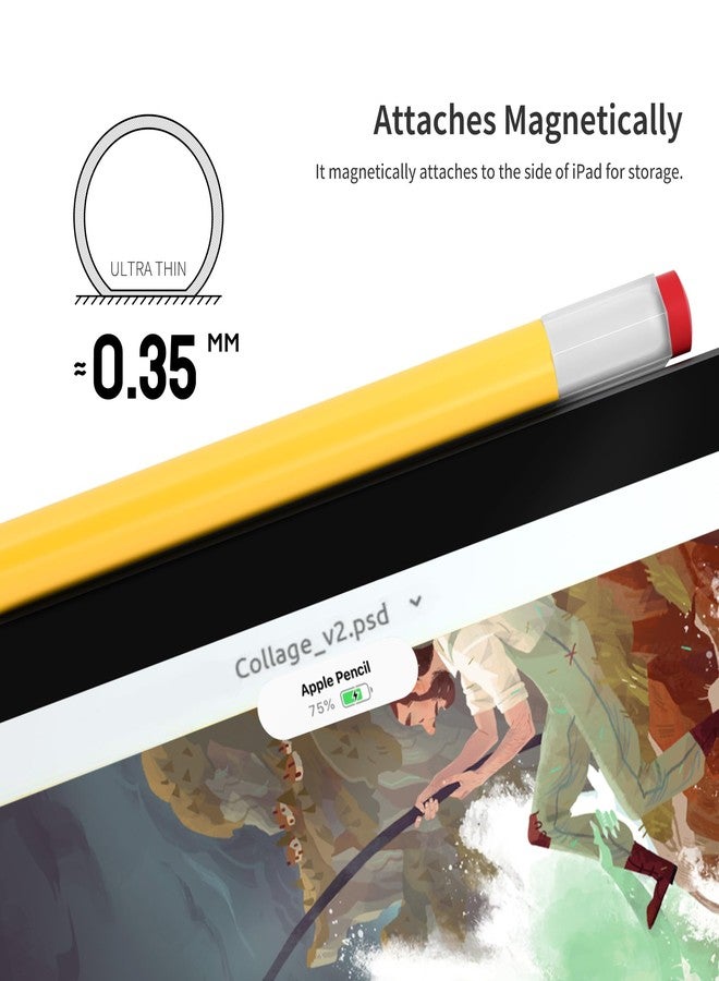 ELETIUO Silicone Case Compatible with Apple Pencil (USB-C),Protective Holder Grip Sleeve with Cap,Anti-Slip Cover Supports Magnetic Compatible with Apple Pencil 3rd Generation,Vintage Yellow - Image 4