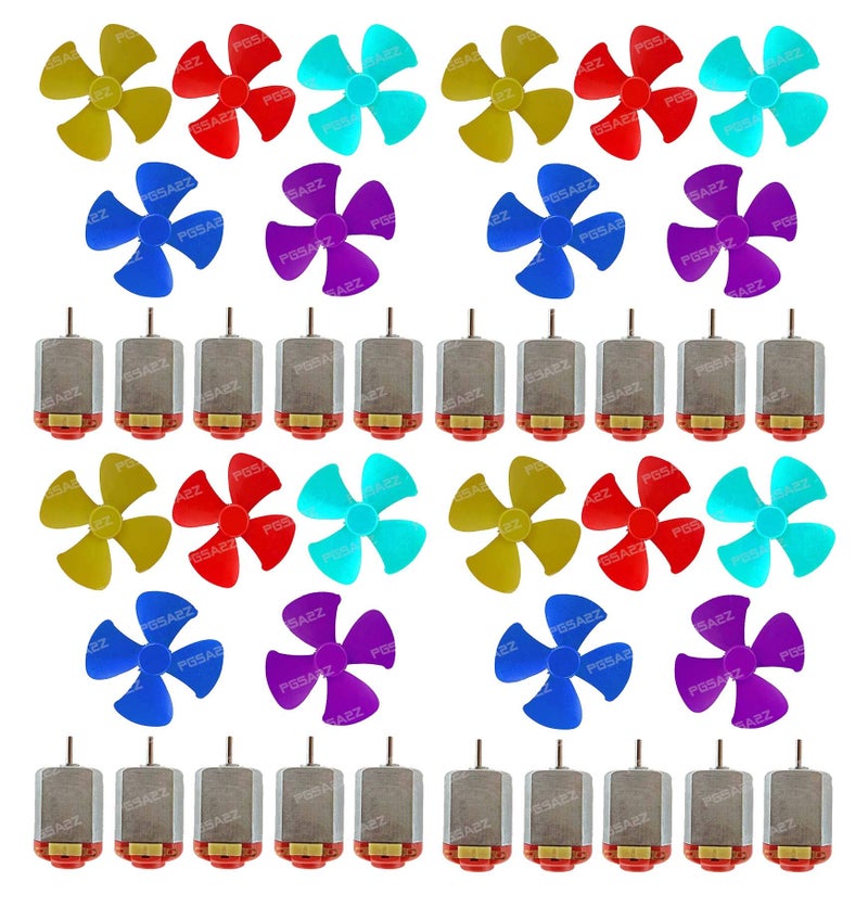 PGSA2Z® 20 Pcs 3V to 9V DC Flat Small Size Toy Motor + Multi-Color 20 Pcs Toy Motor Fan - Image 4