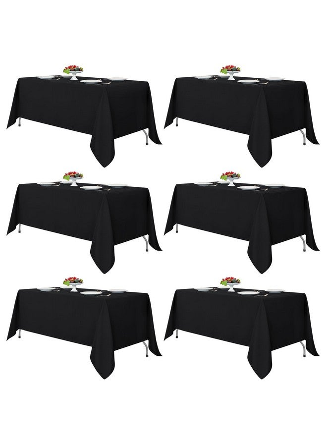 Fitable Black Rectangle Tablecloths for 6 Foot Tables, 6 Pack - 70 x 108 Inches - Stain Resistant and Washable Table Clothes, Polyester Fabric Table Covers for Wedding, Party, Banquet, Buffect - Image 1
