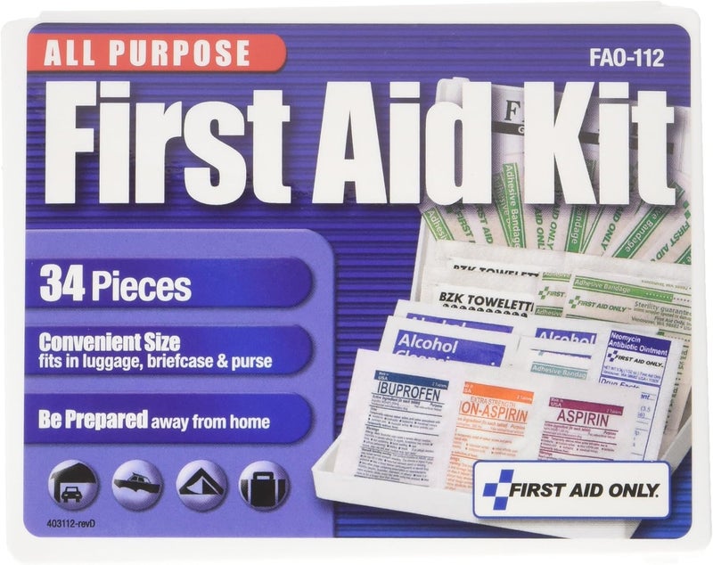 First Aid Only طقم الإسعافات الأولية الشامل 112 من فيرست أيد أونلي مع 34 قطعة أساسية - Image 1