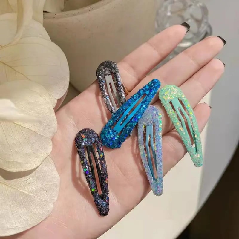 Rinpoche 8 Pcs Small Multicolored Glitter Tic Tac Clips Designer Shiny TicTac Hair Pins Glossy Metal Pins Hair Clip Pins TikTak Clip Pin For Women Stylish Hair Accessories Hair Styling Tool Tik Tak Clips 4 Pairs - Image 2