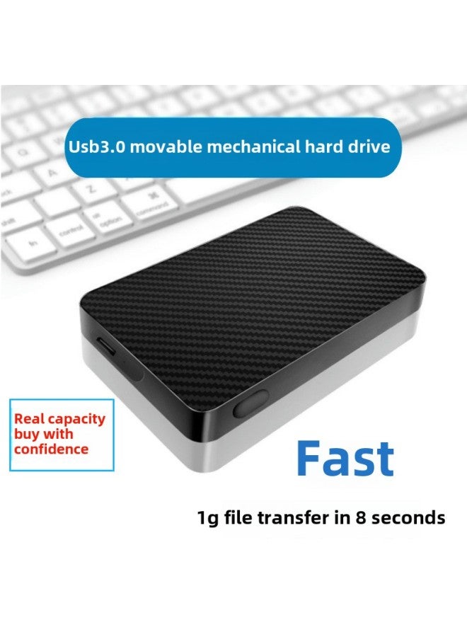 Mobile Hard Disk Mobile Mechanical Hard Disk USB3.0 Mobile Hard Disk Large Capacity External Hard Disk Data Cable-Capacity:80g Mechanical Version-【fengya Black】-Interface:Original Cable + Storage Bag - Image 1