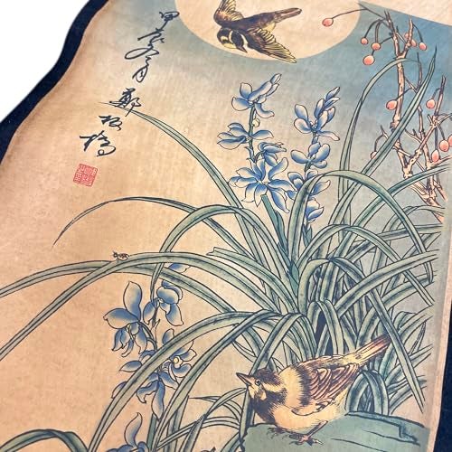 CIFIBIFUN Wall Scroll Hanging Painting Decor, Chinese Traditional Art Set of 4 Vintage Flower Paintings Ancient Painting Replica, Plum Orchid Bamboo Chrysanthemum - Image 5