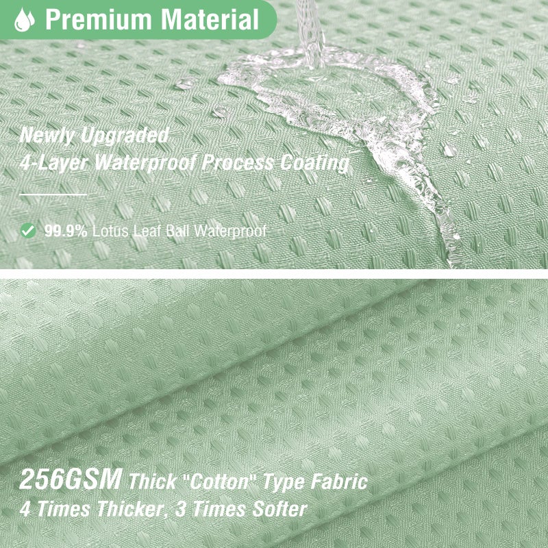 Dynamene Mint Green Fabric Shower Curtain - Waffle Weave Textured Heavy Duty Cloth Shower Curtains for Bathroom, 256GSM Hotel Luxury Weighted Bath Curtain Set with 12 Hooks,72x72, Mint Green - Image 4