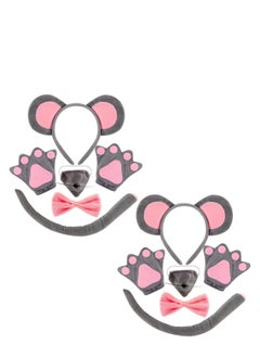 12 Pcs Mouse Costume Set, Mouse Ears Headband Nose Tail Gloves Bow Tie Costume Accessories, Suitable for Cosplay Costume Party Decoration