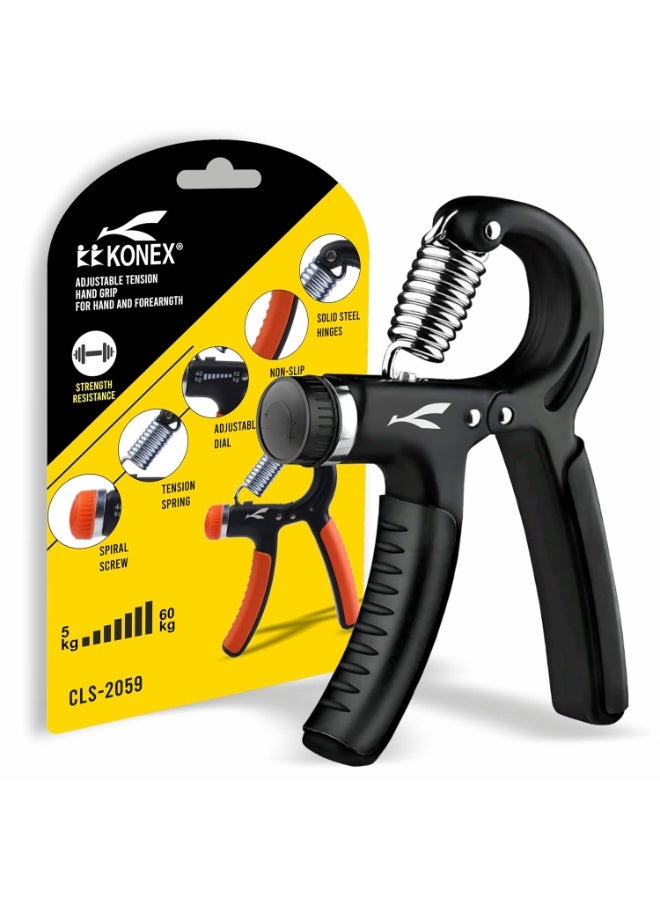 KONEX Adjustable Hand Gripper Strengthener for Men & Women | Hand Exercise Equipment for Home and Gym Workouts (Without Counter, Black) - Image 1