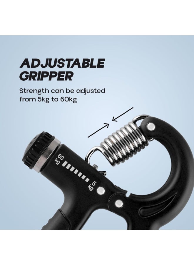 KONEX Adjustable Hand Gripper Strengthener for Men & Women | Hand Exercise Equipment for Home and Gym Workouts (Without Counter, Black) - Image 2