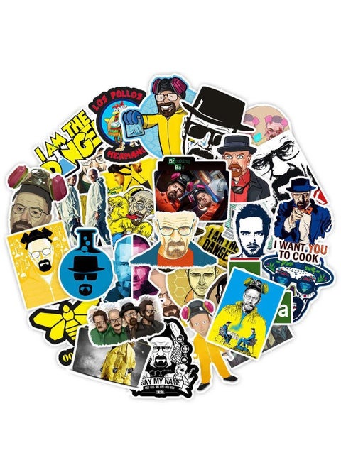 50-Piece Breaking Bad Stickers, Waterproof Unrepeated Stickers for Laptop,Skateboard, Water Bottles,Computer,Phone,Guitar, Stickers for Kids Teens Adult