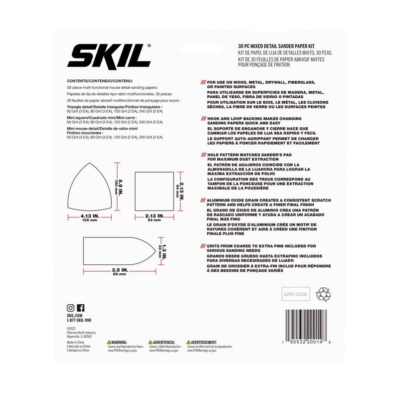 SKIL 30-Piece Mixed 60/80/120/240 Grits Detailed Sand Paper Kit for SKIL Sanders SR232301 & SR6607B-10 - CDA9005 - Image 3