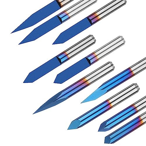 Genmitsu 10 Pcs 1/8'' Shank CNC Router Bits Set, Flat V-bit & Triangular V-bit, 20 /30 /45 /60 /90 Degree 0.1mm Tip, Nano Blue Coat, Engraving Tool for CNC Signmaking Carving Lettering 2D&3D Sculpture - Image 4
