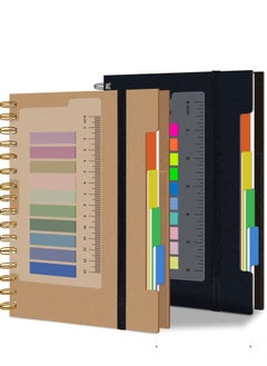 Spiral Notebook for Work, 2 Pack A5 Hardcover Notebooks College Ruled with Dividers Tabs Large Bound Journal