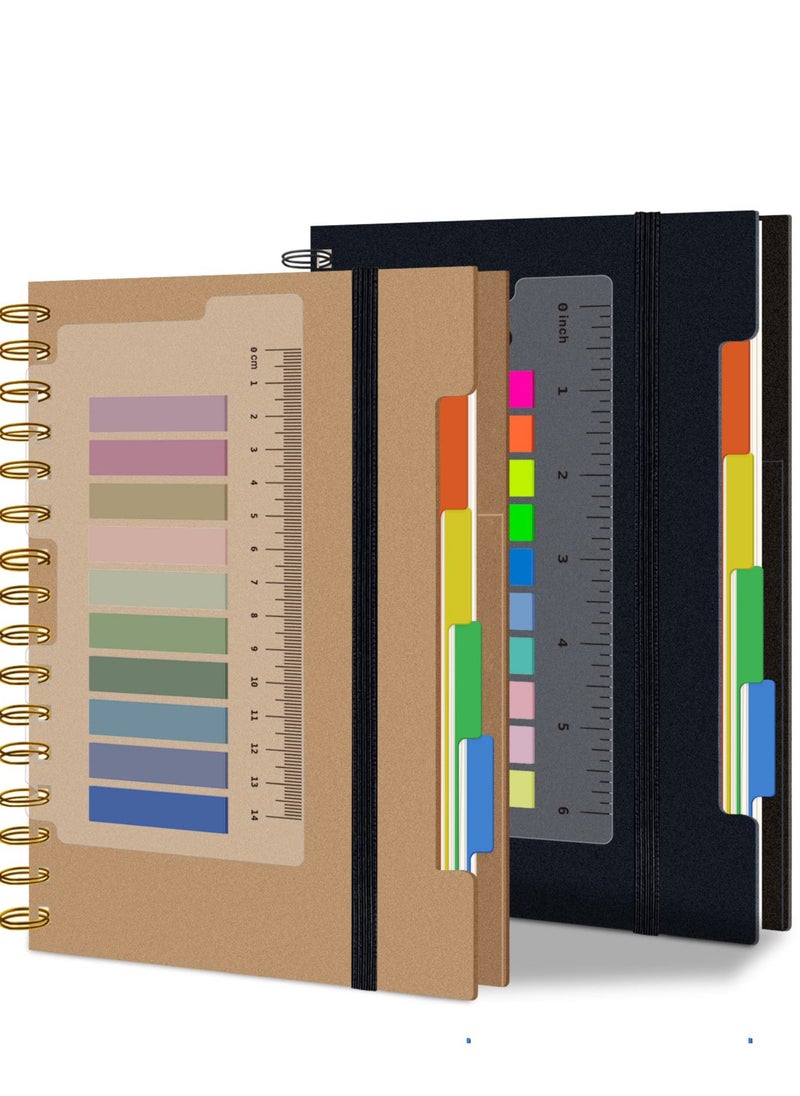 Excefore - Spiral Notebook for Work, 2 Pack A5 Hardcover Notebooks College Ruled with Dividers Tabs Large Bound Journal - Image 1
